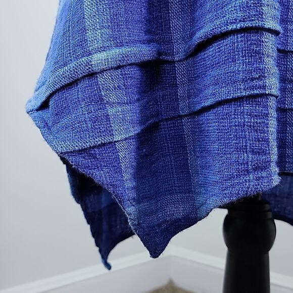 Anthropologie Isabella Sinclair Blue Plaid Linen Blend Sleeveless Shirt Dress M - Picture 7 of 14